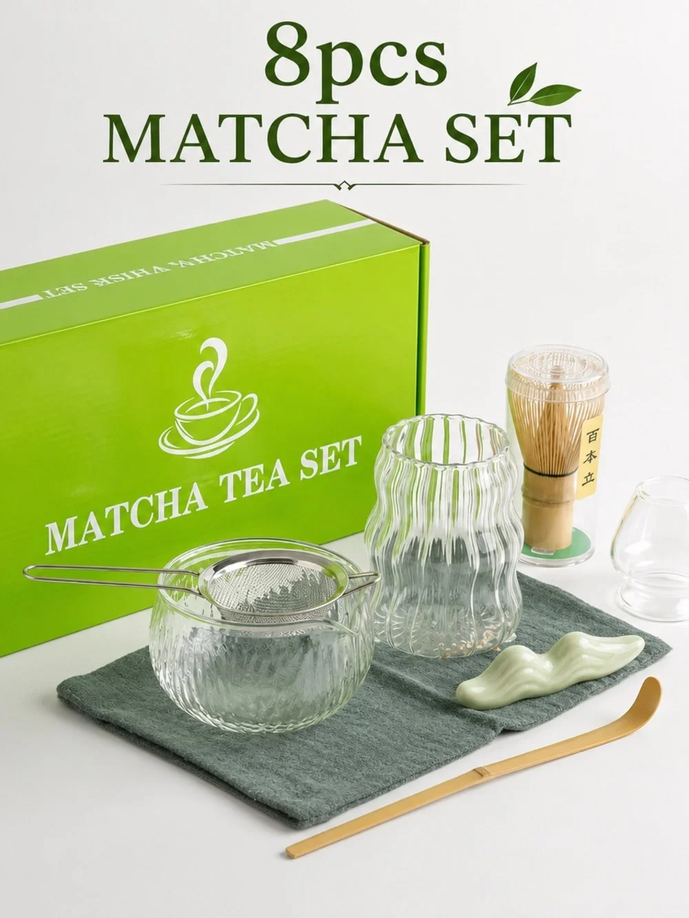 Matcha Tea Set - Green 8pcs Matcha Set